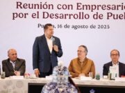 El secretario de Economía del Gobierno Federal, Marcelo Ebrard presentó ante las y los empresarios poblanos el modelo de Polos de Desarrollo Económico para el Bienestar.